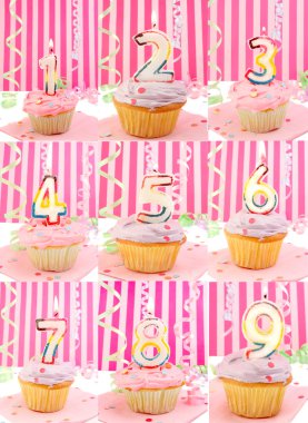 Birthday number cupcakes clipart