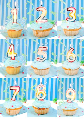 Birthday number cupcakes clipart