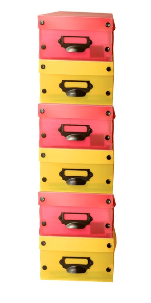 Colorful stack of photo boxes — Stock Photo, Image