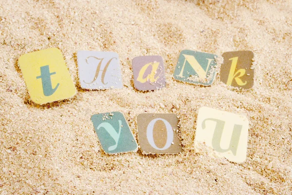 stock image Thank you on sand