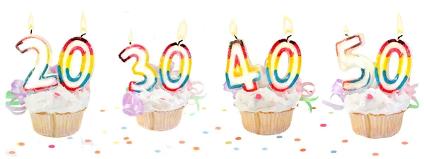 Aniversário número cupcakes banner — Fotografia de Stock