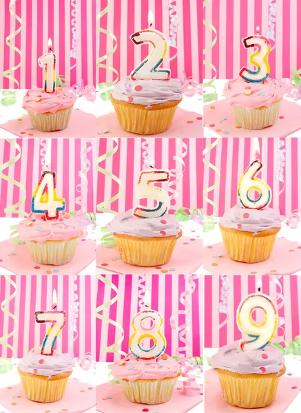 Número de aniversário cupcakes — Fotografia de Stock