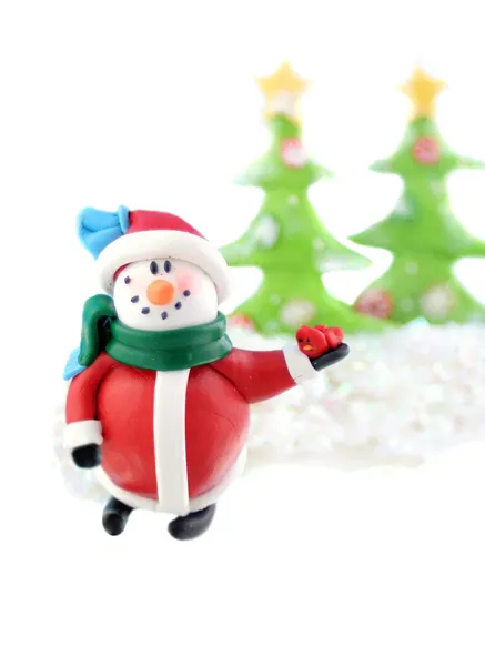 Χριστουγεννιάτικη κάρτα χιονάνθρωπος — Φωτογραφία Αρχείου