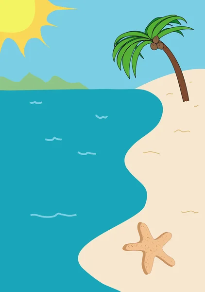 Tropická pláž ilustrace — Stockový vektor