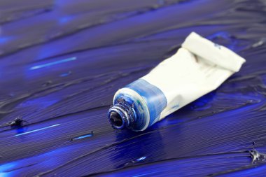 Artist's navy blue paint tube clipart