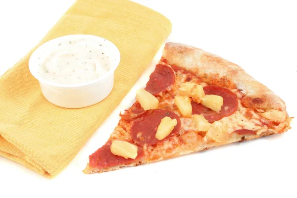 Pepperoni pizza with pineapple — Stock Photo, Image