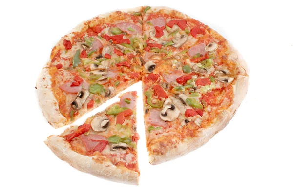 Presunto e pizza de pimenta — Fotografia de Stock