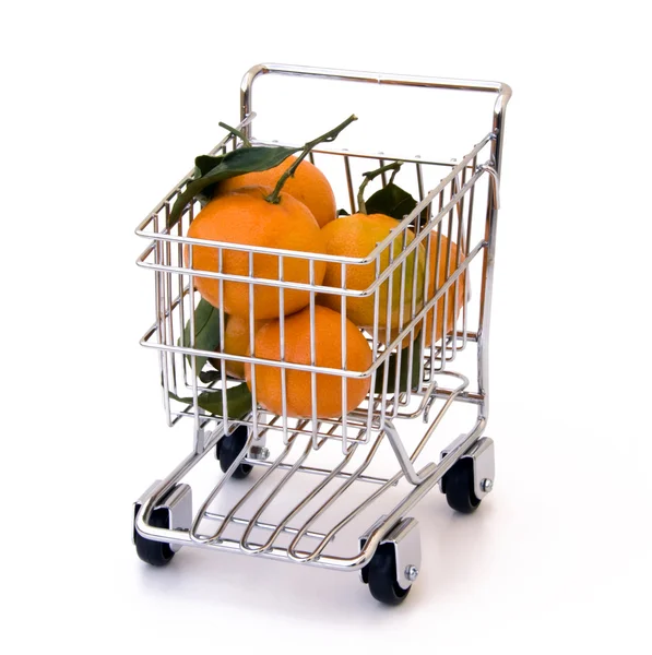 购物车中的橘子 — 图库照片