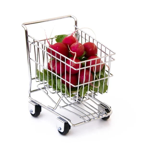 Radish in shopping cart — Stock Photo, Image