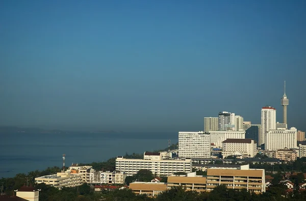 stock image Skyscrapers on the seashore.