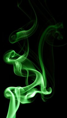 Green smoke on black background clipart