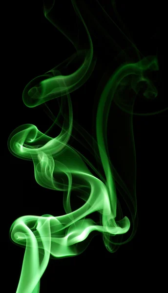 Green smoke on black background — Stock Photo, Image