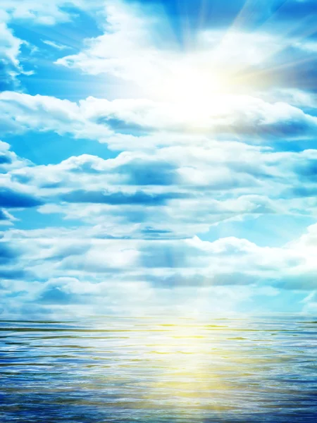 Deniz güneş bir bulutun — Stok fotoğraf
