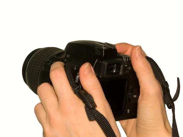 Hands female with a camera — Stock Photo, Image