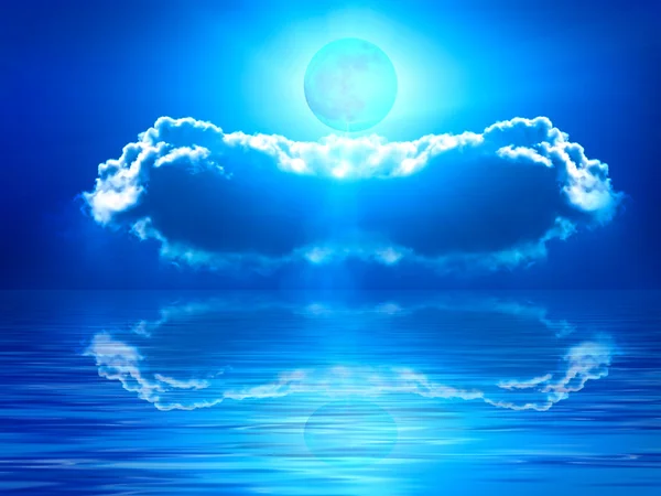 Sea cloud moon — Stock Photo, Image
