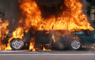 Burning car clipart