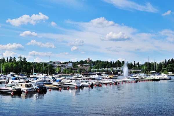 Lappeenranta portu z fontanny, f — Zdjęcie stockowe