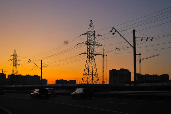 Industrieller Sonnenuntergang — Stockfoto