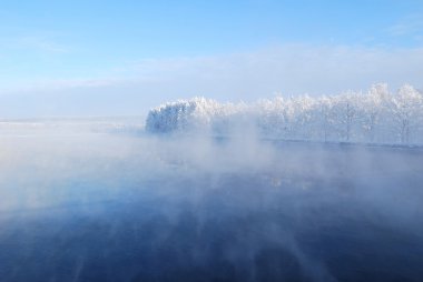 Fog over water clipart