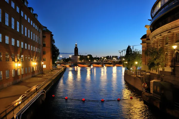 Sztokholm w nocy — Zdjęcie stockowe