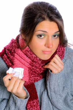 Young woman affected by cold clipart