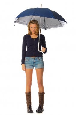 Young woman under the umbrella clipart