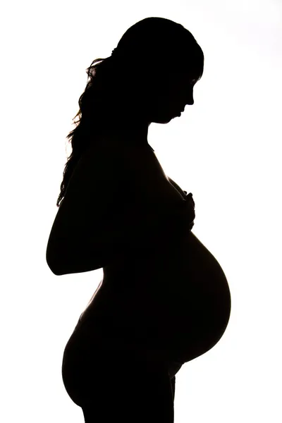 Σιλουέτα της εγκύου γυναίκας — Φωτογραφία Αρχείου