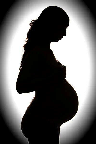 Sziluett terhes nő — Stock Fotó