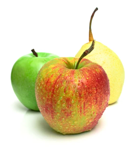 Dwa jabłka i gruszki — Zdjęcie stockowe