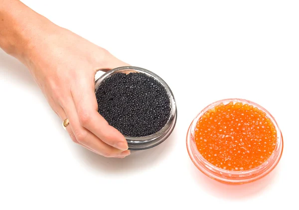 Red and black fish caviar