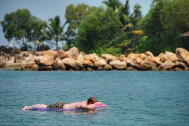 Hava yatak, sentosa beach, Singapur, augus