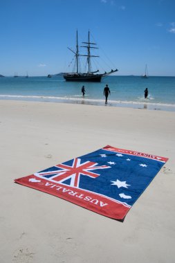 Australia Flag in Whitehaven Beach, Quee clipart