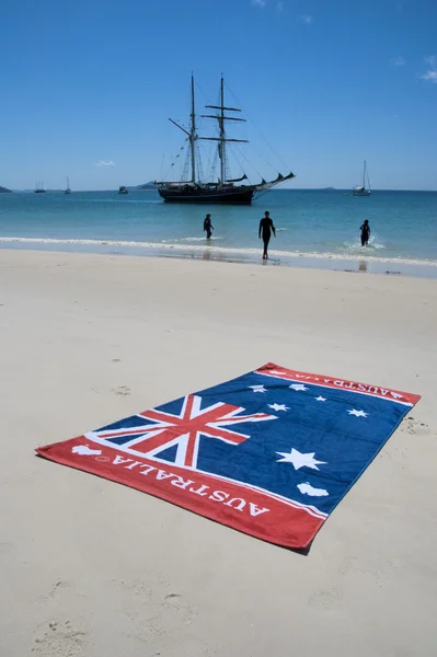 Ausztrália zászló whitehaven Beach, fényújság — Stock Fotó