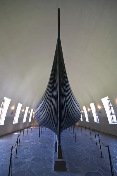 stock image Old Viking Ship exposed in a Oslo Museum