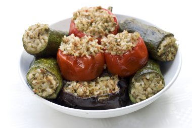 Vegetables stuffed with rice clipart