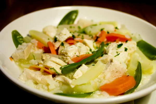 Chicken stew with spring vegetables — Stock Photo, Image