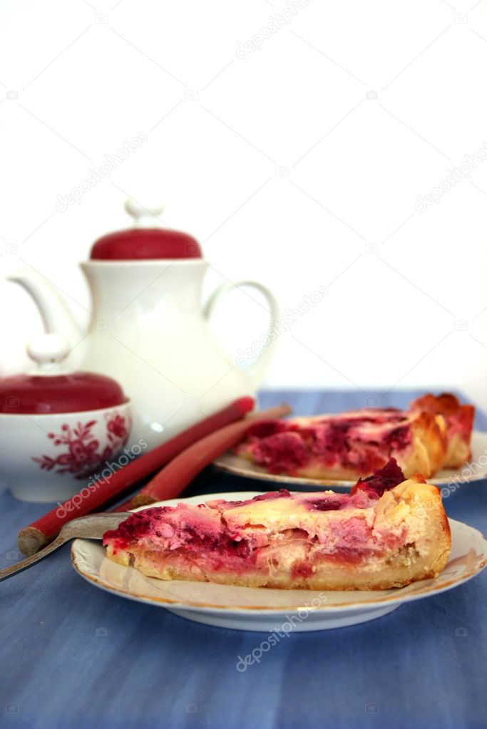 Rhubarb ruspberry custard pie