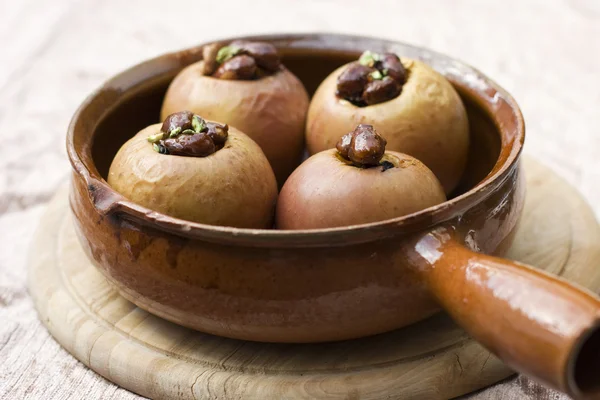 Baked apples stuffed with nuts — Stock Photo, Image