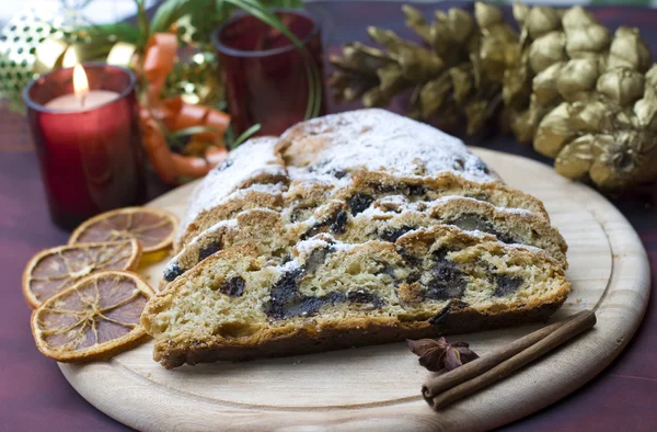 Stollen on a festive table — Stock Photo, Image