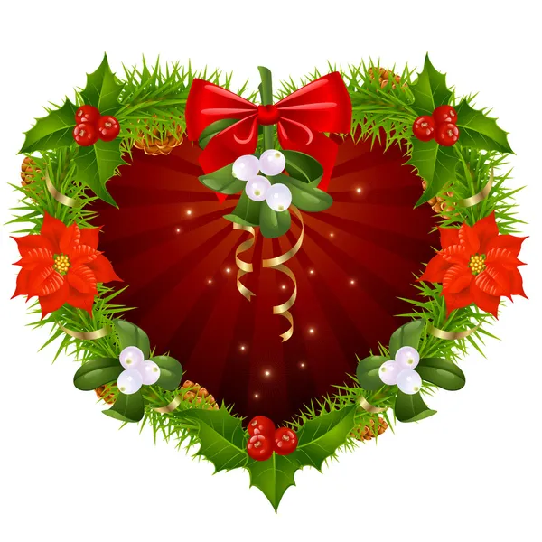 Vánoční věnec ve tvaru srdce — Stock fotografie
