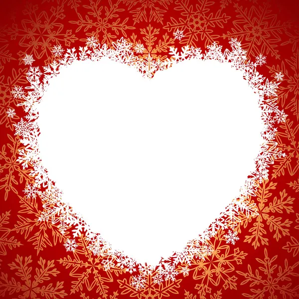 Cadre de neige en forme de coeur — Image vectorielle