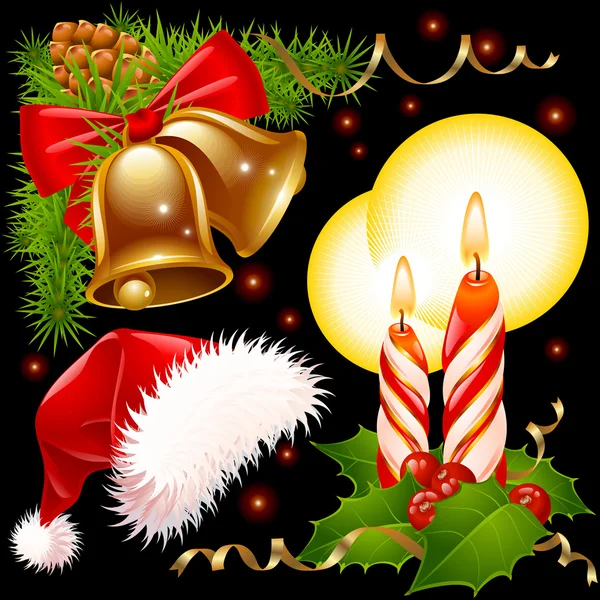Zestaw świątecznych dekoracji — Wektor stockowy