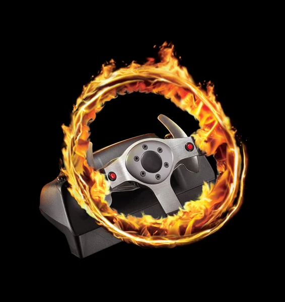 Burning game wheel — Stock Photo, Image