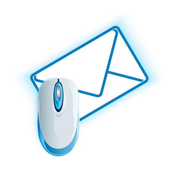 Počítačová myš na e-mailovou obálku — Stockový vektor