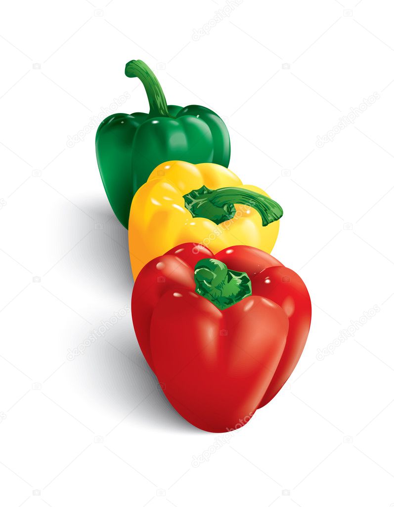 Red yellow and green peppers