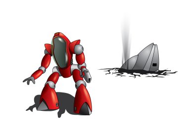 Alien and the UFO wreck clipart