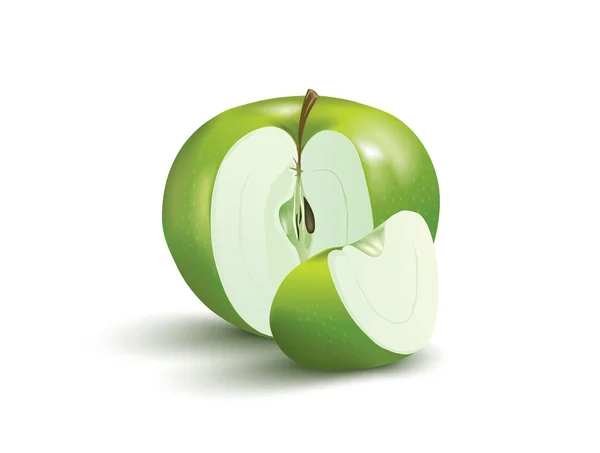 Äpple med en bit bakom — Stock vektor