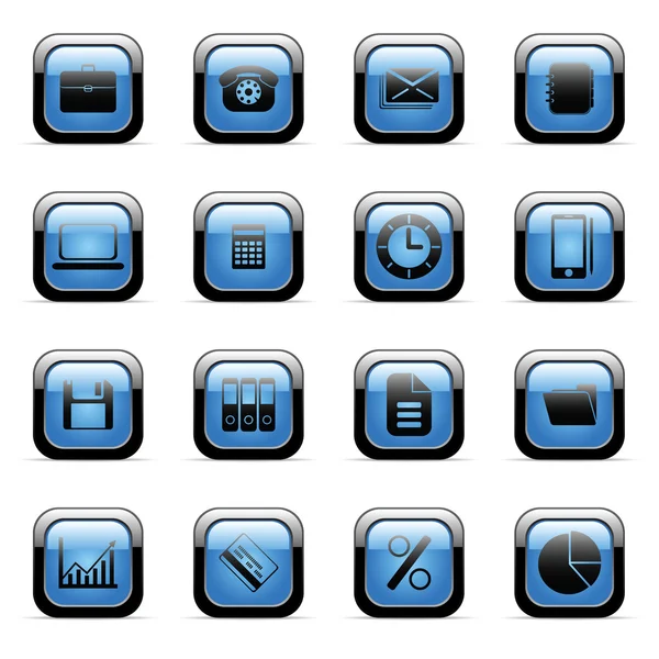 Conjunto icono azul — Vector de stock