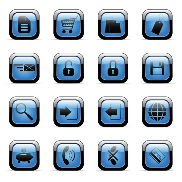 Set di icone blu per applicazioni web — Vettoriale Stock