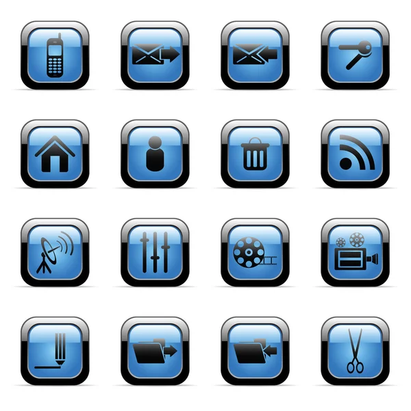Ensemble d'icônes bleues pour applications web — Image vectorielle